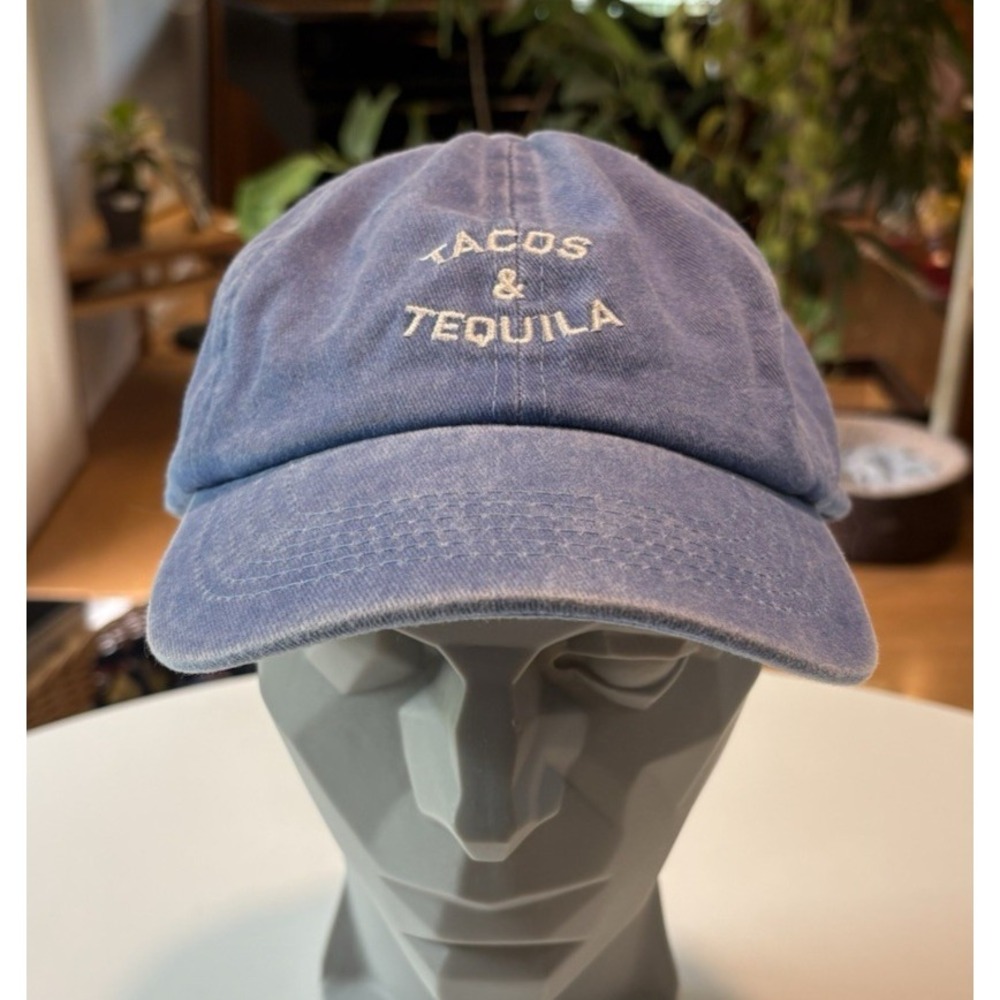 Tacos & Tequila Blue Baseball Cap Denim Hat Adjustable Strapback 100% Cotton